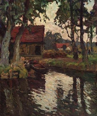 1890 Scheune an einem Kanal in Mecklenburg
